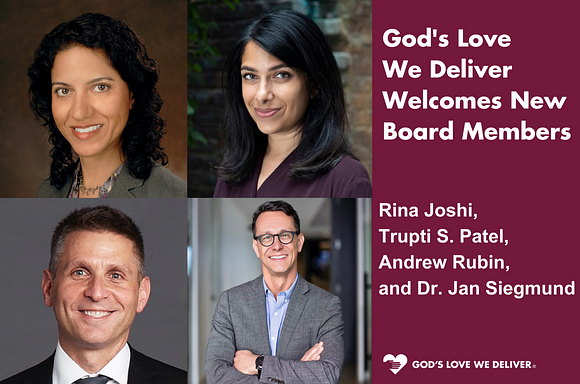 A graphic with Rina Joshi, Trupti S. Patel, Andrew Rubin, and Jan Siegmund's headshots. The left of the graphic says, 