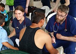 Students working with patients in Belize.