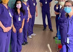 Class of 2021: UNM PA students persevered through their training amid the COVID-19 pandemic. Here, students from the class of 2021 are shown completing their surgical scrub class at UNM Hospital