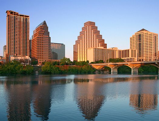 Austin, Texas skyline from a view across the river