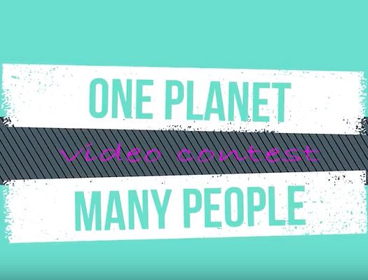 Graphic saying "One Planet Many People video contest