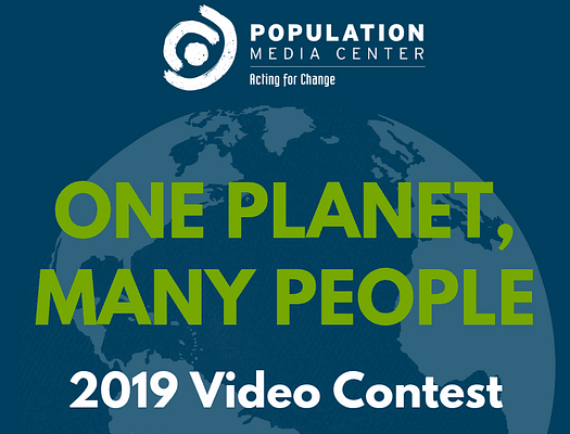 2019 PMC video Contest graphic. The tagline says "One Planet, Many People"