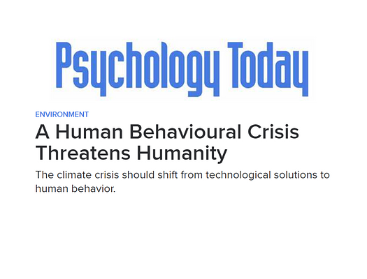 A Human Behavioural Crisis Threatens Humanity