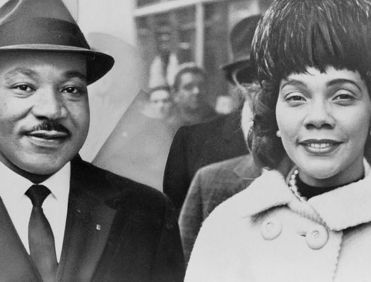 Black and white photo of MLK and Coretta King